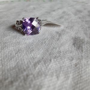 Purple topaz silver ring size 8
